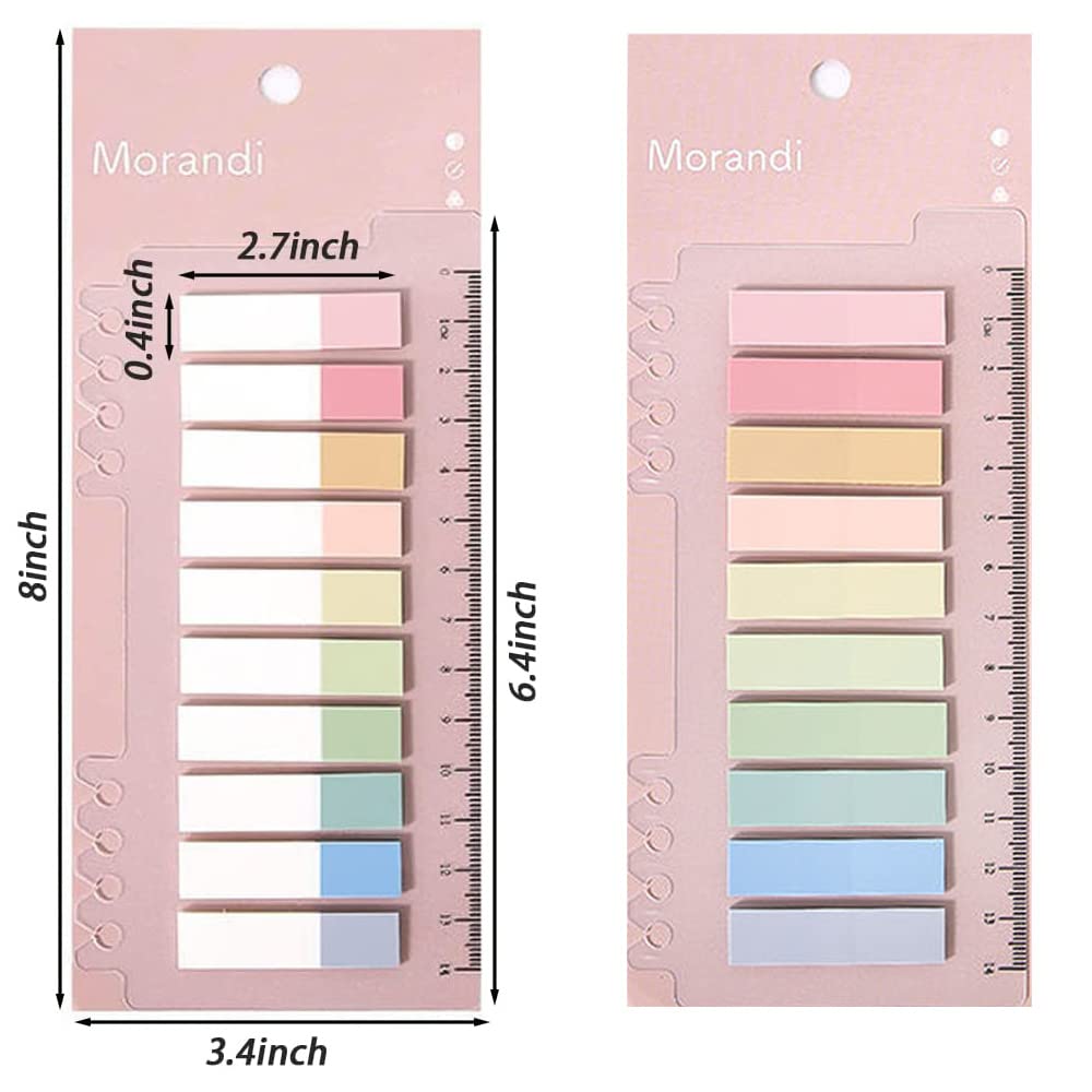 Index Tabs With Ruler, 3 Pack 600 Pieces Sticky Note Marker, Writable & Repositionable File Flags