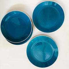Retro Green Handcrafted Ceramic Dinner Set - 10 Pieces | 4 Dinner Plates + 4 Katori Bowls, 180ml Each+ 2 Serving Bowls, 800ml Each Dinnerware Set | Serving For 4, Microwave Safe