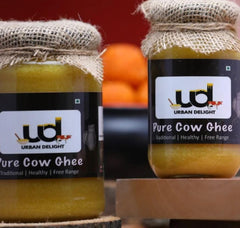 Organic Pure Cow Ghee By Urban Delight | Rich In Protein Fiber Healthy Desi Ghee Good For Dishes | (500ml) 16.9 Ounce | Jar Pack