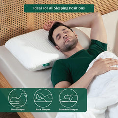 Orthopedic Pillow, Cooling Gel Memory Foam Pillow, White, Standard Size - 22 L X 14 W X 4 H Inches | For Neck & Back Support, Sleeping Bed Pillow, Removable Cover, Luxury Sleeping Pillow