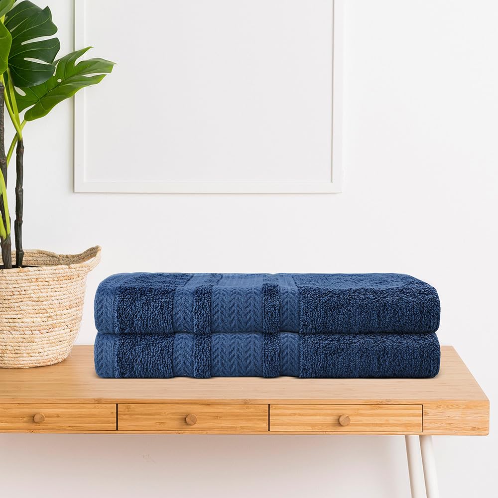 Hampton Home Linens Cotton Hand Towel 800 Gsm | Soft, Absorbent & Quick-Dry Towels Durable & Luxurious Bathroom Towels - Pink & Blue (Pack Of 4)