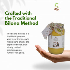 100% Pure A2 Gir Cow Ghee By Soilsome | Delicious & Nutrients Protein Fiber Vedic Bilona Method Healthy Desi Ghee Good For Bones Health | (1 Litre) 33.8 Ounce | Jar Pack