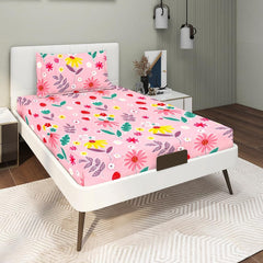 Glace Cotton Super Soft Bedsheets Single Bed Size (60 X 90 Inch) With 1 Pillow Cover | All Around Elastic Fitted Bedsheets, Baby Pink