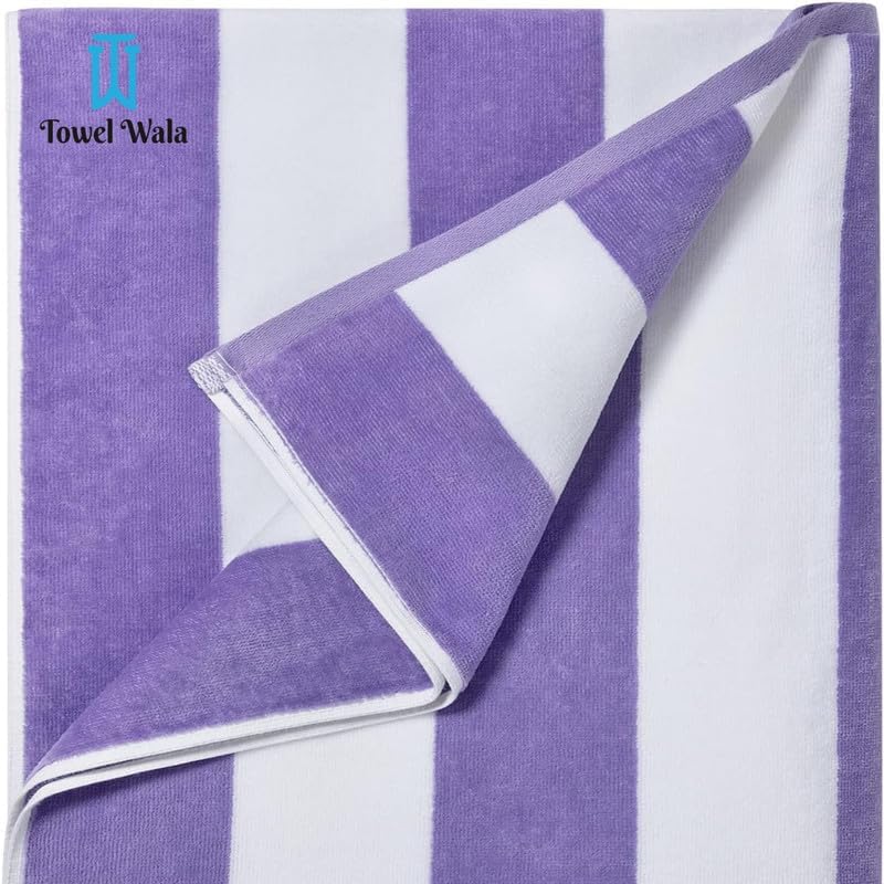 Towel Wala Striped Soft Turkish Cotton Small Bath Towel 450 Gsm | For Men & Women, Hotel Pool Towel, Perfect For Beach Spa & Swimming