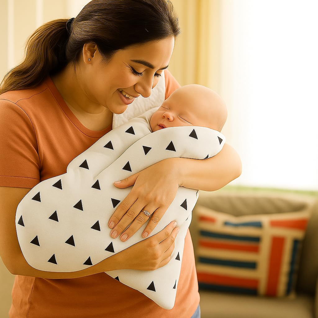 Organic Cotton Muslin Baby Bath Towel 200 Gsm | Cotton Cloth Premium Baby Washable Reusable, Absorbent, Extra Soft Deer & Triangle (White)- Pack Of 2