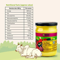 Premium A2 Desi Cow Ghee By Kiwi Kisan Window | Authentic Bilona Method Cow Desi Ghee Good For Boost Immunity | (500ml) 16.9 Ounce | Jar Pack