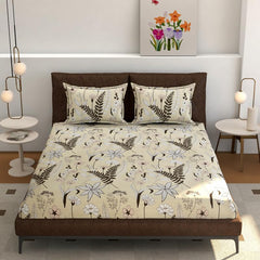 Polycotton Flat Bedsheet For King Size With 2 Pillow Covers - 90 X 108 Inches, Cream | Softness & Long-Lasting Durability