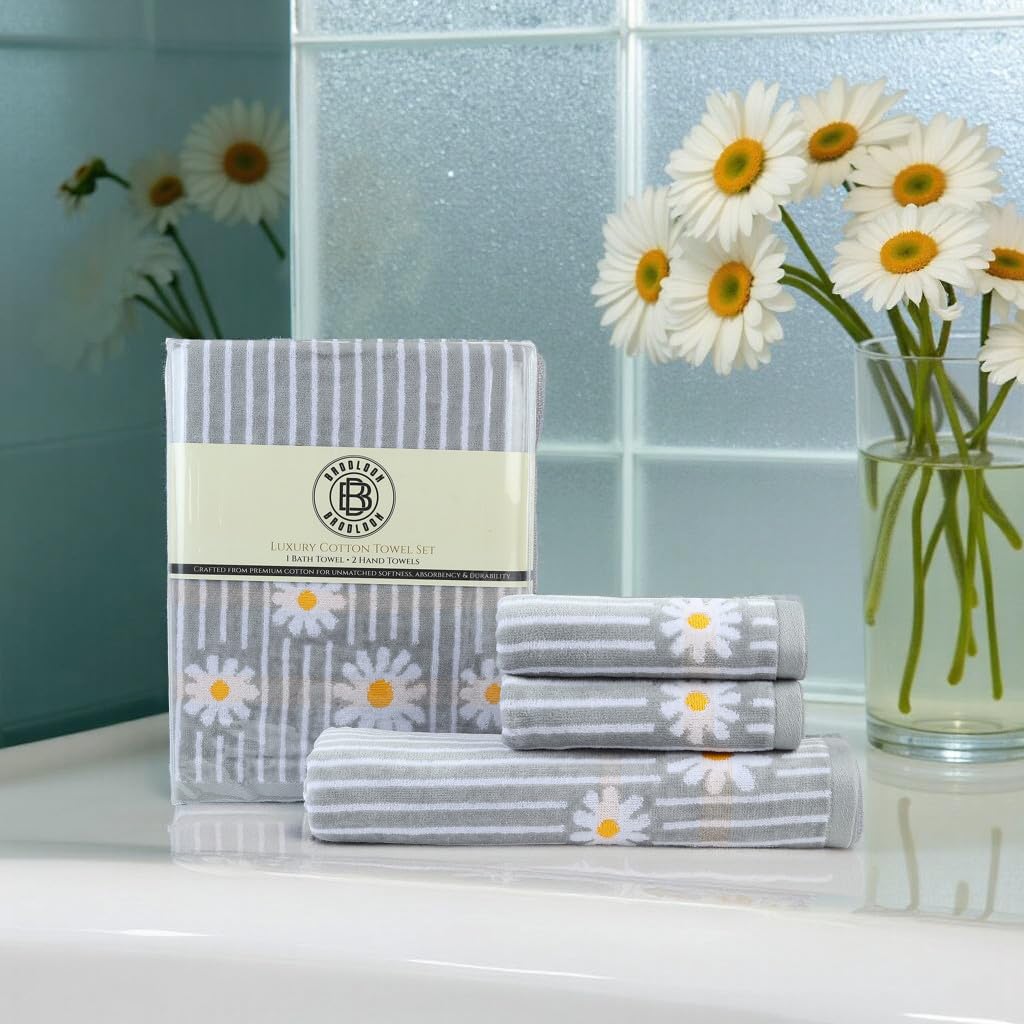 Brodloom Cotton 1 Bath Towel + 2 Hand Towels 950 Gsm | Ultra Soft, Quick Dry & Premium Gift Set Towel (Grey)