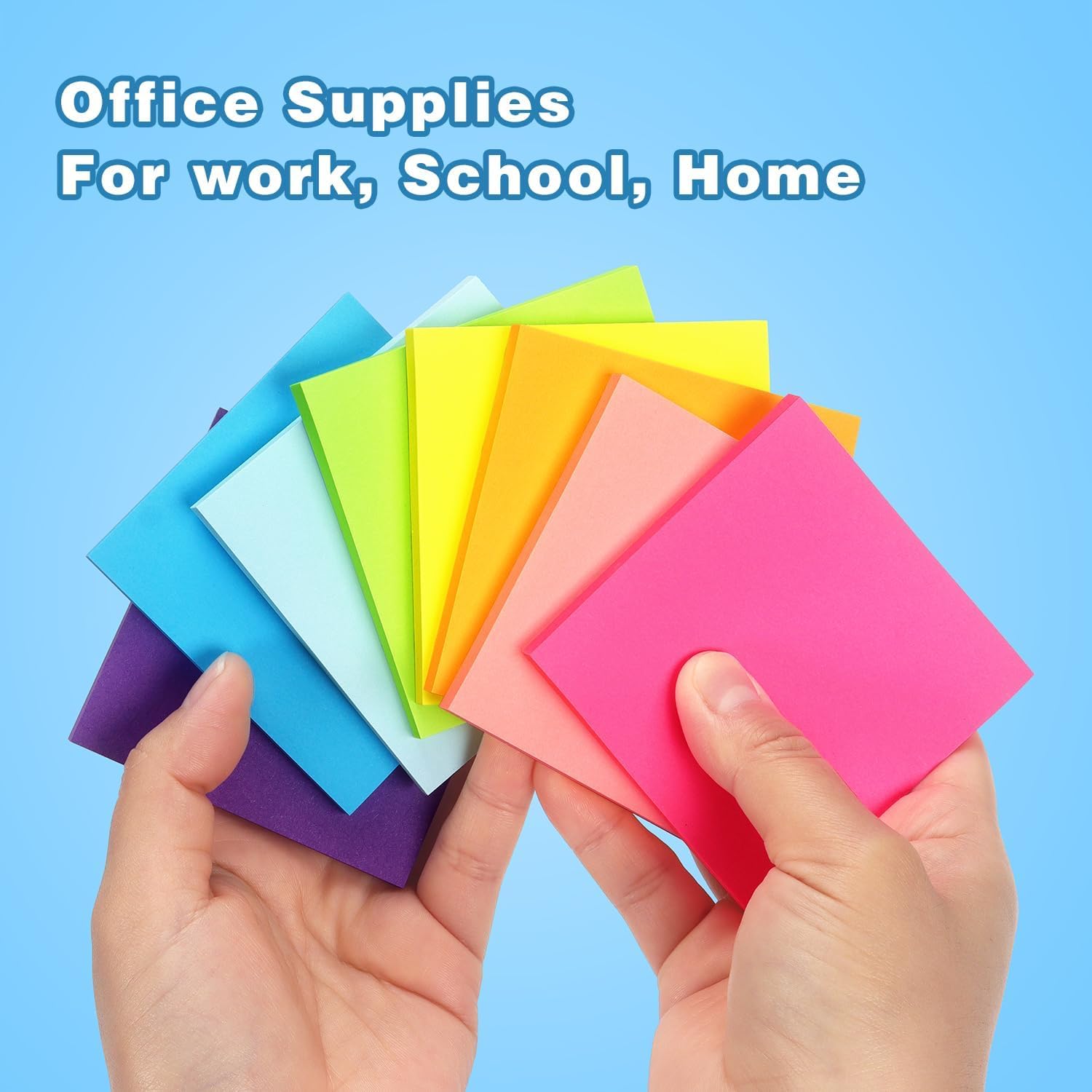 Self Sticky Notes - Pack Of 4 Neon Colors, 400 Sheets - Pack 100 Sheets Per Pad, 4 Color Pads