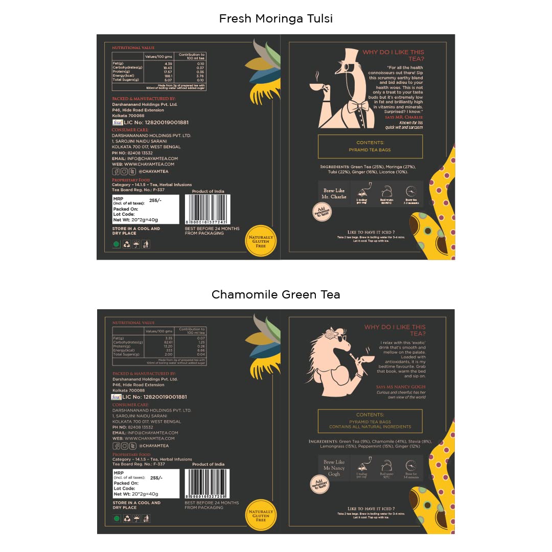 Chayam Detox & Sleep Tea Combo Pack Of 2 X 20 Tea Bags - Chamomile Exotica + Fresh Moringa Tulsi Tea | Rich In Antioxidants, Low Caffeine