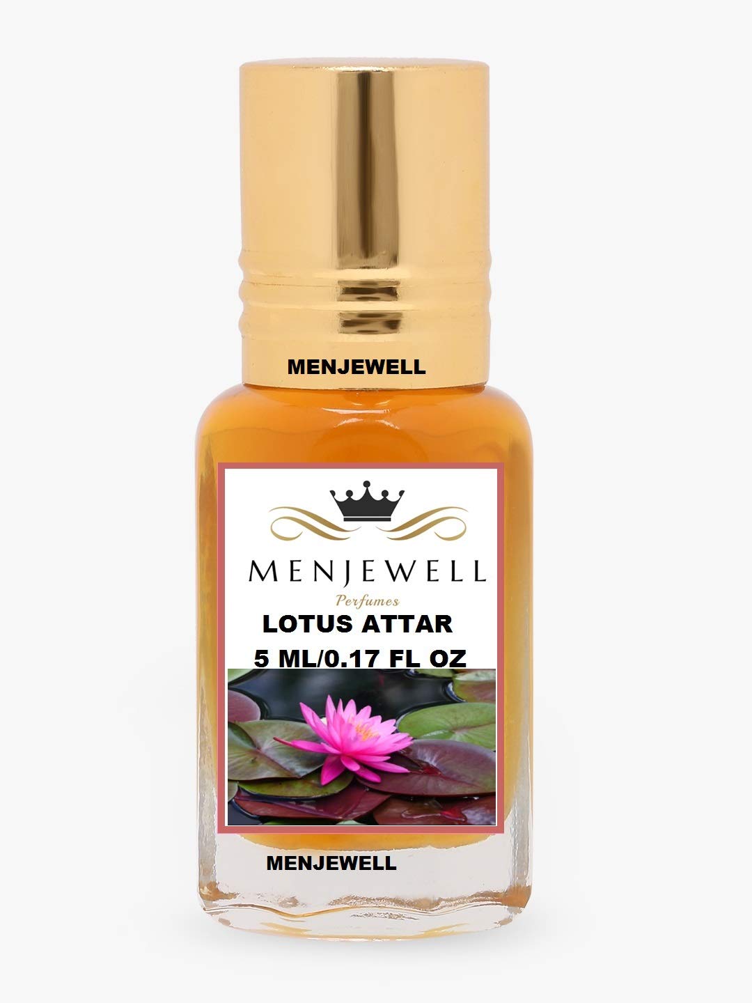 Menjewell Lotus Attar Perfume 5ml 0.17 Fl.oz. For Men & Women | Long Lasting | Alcohol Free