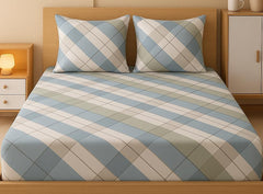 1 Bedsheet For Double Bed With 2 Pillow Covers - 90 X 100 Inches, Multicolor | Premium Cotton Material Double Bedsheet Queen Size | Skin Friendly & Long Lasting