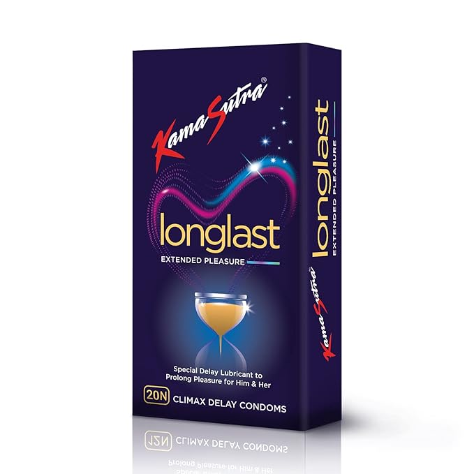 Kamasutra Longlast Condom For Men | Dotted | Combo Pack Of 20