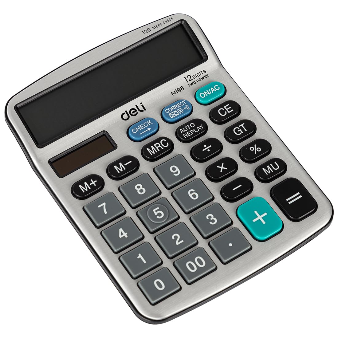 Deli Cm19811 12-digit Display Steps Check And Correct Metal Desktop Calculator | 3 Years Warranty, Offering Long-term Use | - Silver