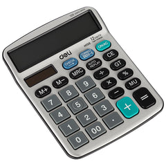 Deli Cm19811 12-digit Display Steps Check And Correct Metal Desktop Calculator | 3 Years Warranty, Offering Long-term Use | - Silver