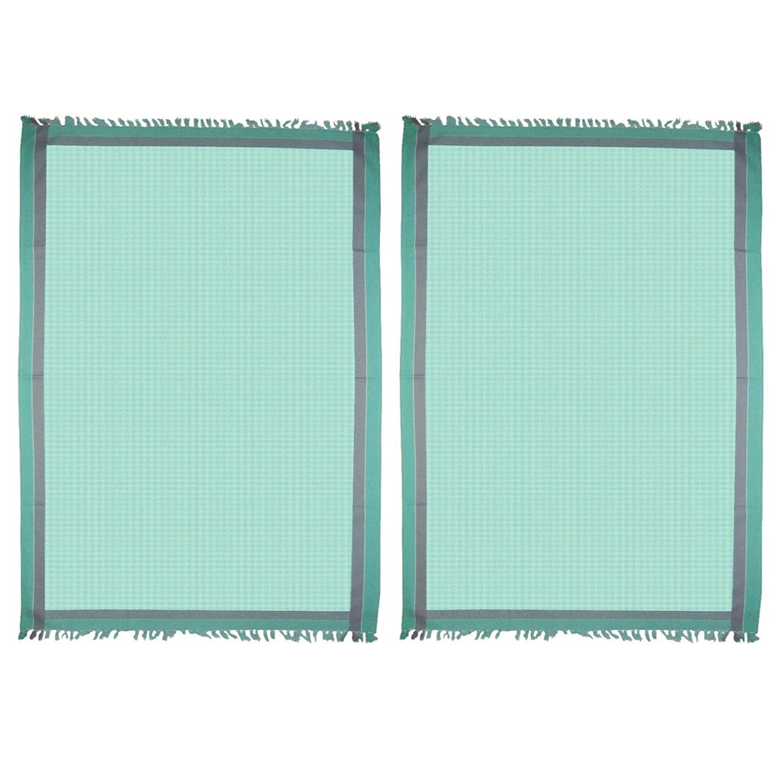 Athom Trendz Living Light Weight Cotton Premium Waffle Border Bath Towel 480 Gsm | Pack Of 2 (Green)