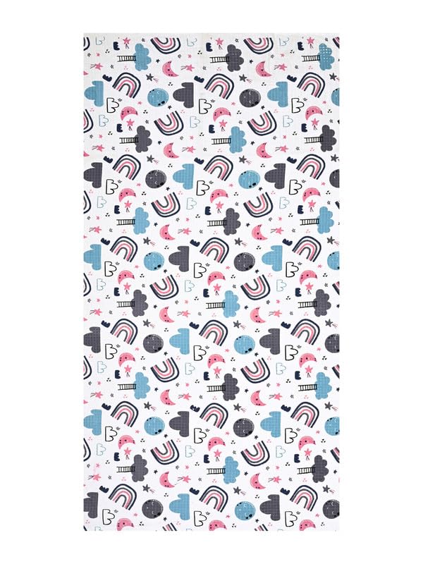 Mafatlal Coo Coo 100% Cotton Kids Bath Towel 250 Gsm | Soft, Lightweight & Quick-Dry Fun Cartoon Print Towel (Multicolor) - 1 Pcs