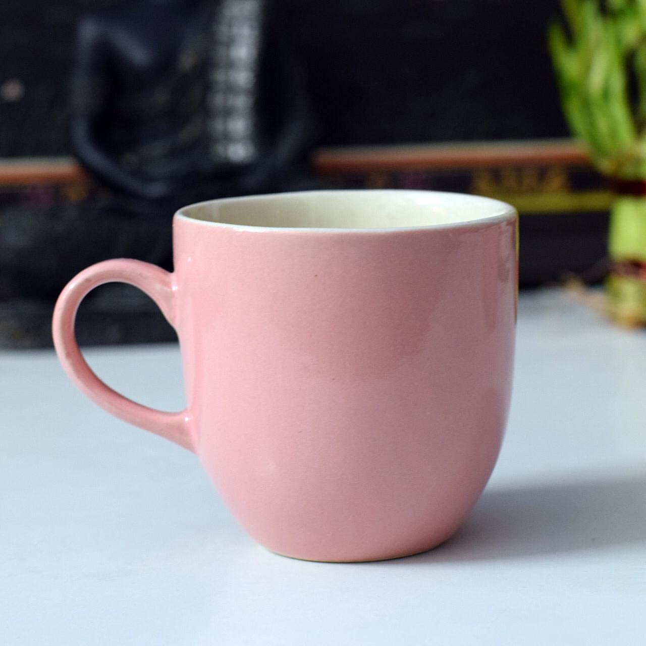Solid Pink Ceramic Coffee Mug Set Of 6 - 220ml Each | Ceramic Mugs For Coffee, Tea, Milk - Microwave Safe & Dishwasher Safe