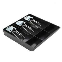 Cash Drawer Register Insert Tray 3 Bills 3 Coins Money Storage Box | 9.6 X 9.6 X 1.4 Inch, Colour - Black, Lock Type - Manual Lock