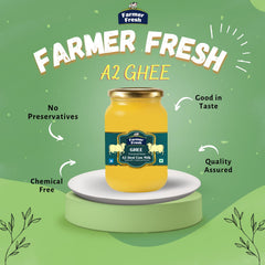 Pure A2 Desi Cow Ghee By Farmer Fresh | Highly Nutritious Rich Flavor & Ayurvedic Benefits Pure Desi Ghee For Baking | (500ml) 16.9 Ounce | Jar Pack
