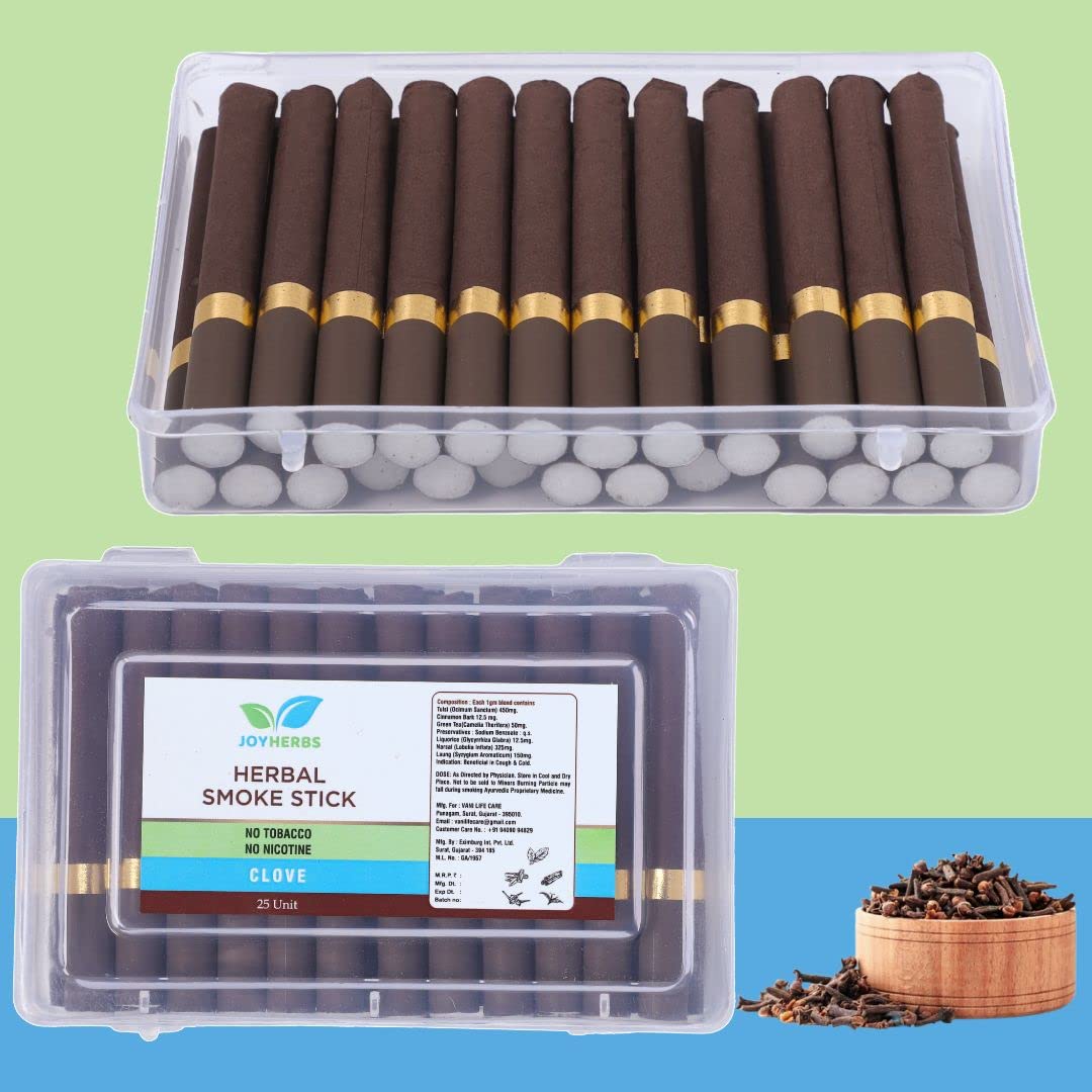Ayurvedic Herbs Cigarette 1 Pack Of 25 Sticks / Clove Herbal Cigarette Smokes - Nicotine Free & Tobacco Free Alternative