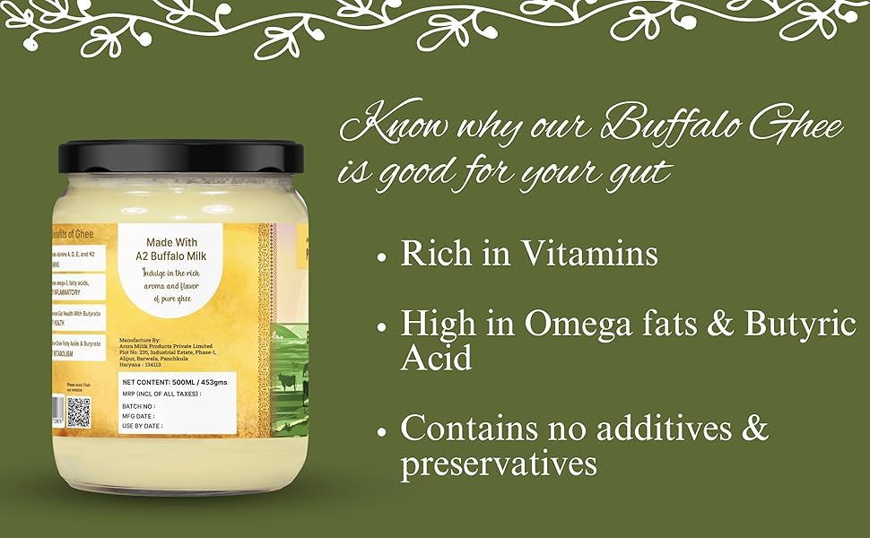 100% Pure A2 Cultured Cow & A2 Cultured Buffalo Ghee By AMP Purely Moo | Healthy & Nutrients Protein Fiber Ghee Good For Cooking | 500ml (250ml * 2) 16.9 Ounce | Jar Pack