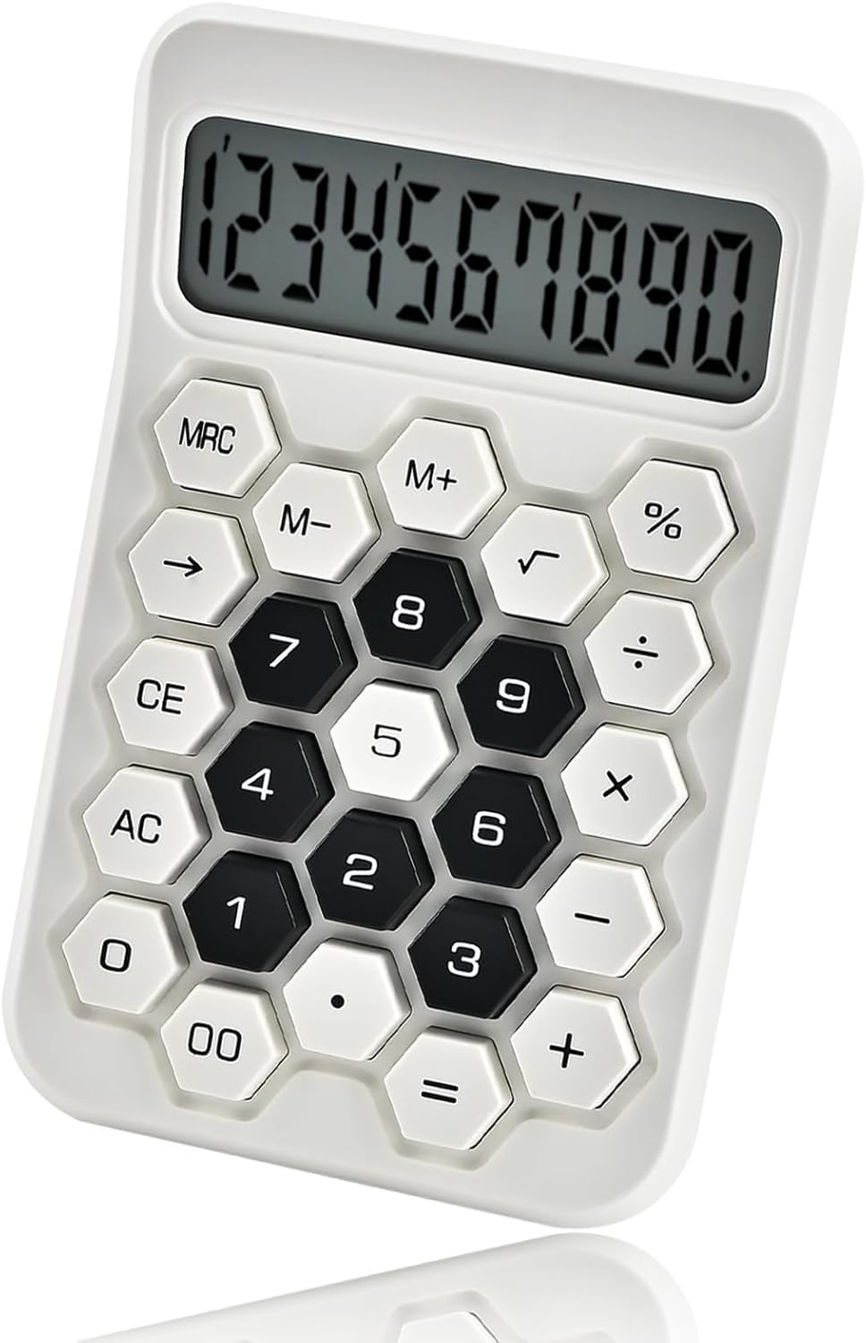 Fycan Mini Calculator 12 Digit Large LCD Display Big Buttons Easy To Press Non-slip Base Desktop Handheld Small Calculator For Student, Office Work (White)