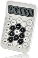 Fycan Mini Calculator 12 Digit Large LCD Display Big Buttons Easy To Press Non-slip Base Desktop Handheld Small Calculator For Student, Office Work (White)