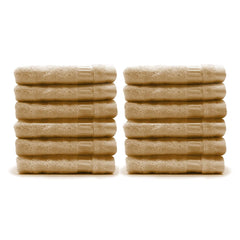 Mush 100% Bamboo Face Towel 2400 Gsm | Ultra Soft, Absorbent, Quick Dry Towels For Facewash, Gym, Pool, Sports, & Travel - Brown (Pack Of 12)