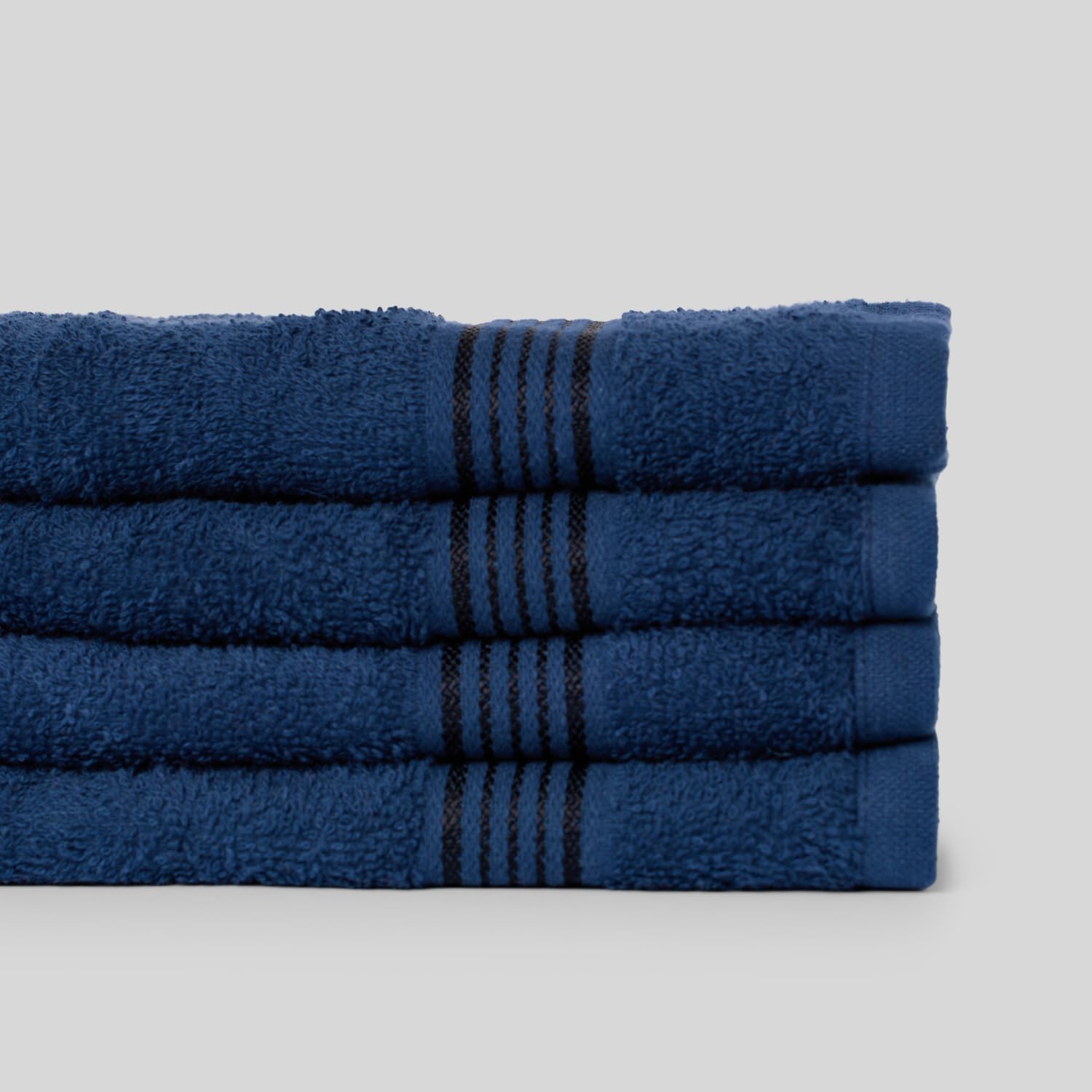 Kopa Quick Dry 100% Cotton Soft Terry Face Towel 640 Gsm | Quick Dry 100% Cotton Super Absorbent, Lightweight (D'Ross) Face Towel (Navy Blue)- Pack Of 4