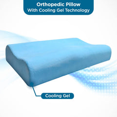 Cervical Orthopedic Memory Foam Pillow For Neck, White Pillow, Standard Size | For Back Pain Support, Gel Pillow With Washable Cover, Shoulder Pain Relief - Pack Of 1