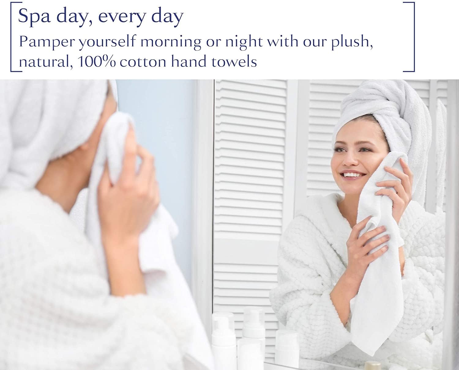 Grgrasp Thread That Bind Relations 100% Cotton Hand Towel 1200 Gsm | Fully Absorvent & Quick Dry Towel (White) - 6 Pcs