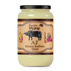 100% Pure A2 Bilona Buffalo + A2 Bilona Cow + A2 Cultured Cow & A2 Cultured Buffalo Ghee By AMP Purely Moo | Healthy & Nutrients Pure Combo Desi Ghee | 4 Litre (1 Litr * 4) 135.2 Ounce | Jar Pack