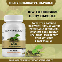 New Natural Way Giloy Ghansatva 1000mg Ayurvedic Supplement For Immunity & Energy Booster, Rich In Antioxidants | 60 Capsules 100gm 0.2lbs