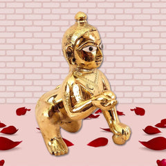 Laddu Gopal Statue, Baby Krishna, Thakur Ji Murti, God Idol, Brass - Size No. 2, Little Krishna Makhan Chor Idol, Made In India, Idol - Home Office Decoration, Temple Pooja, Gift Item