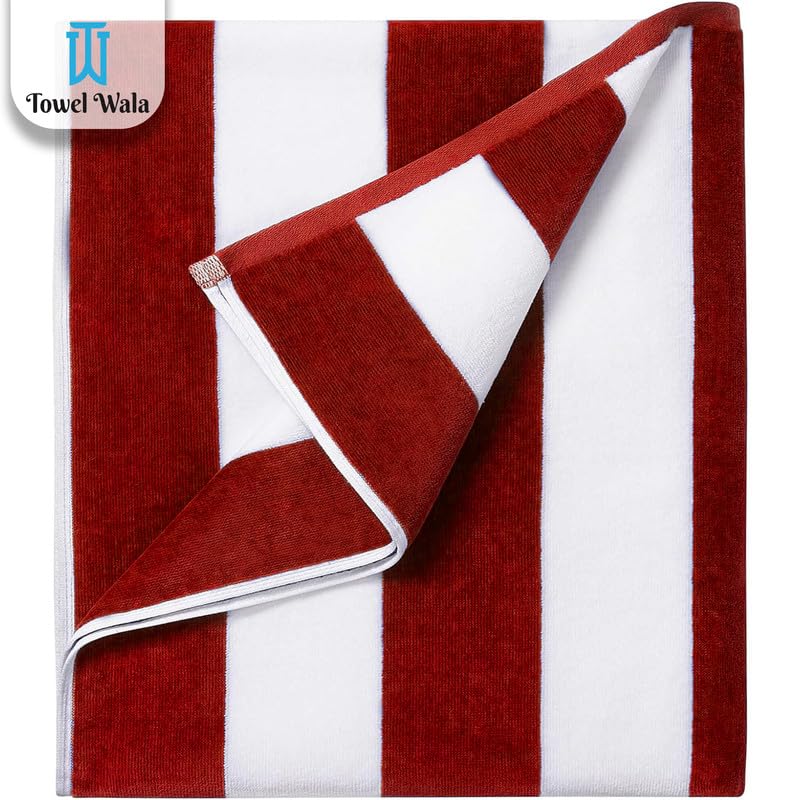 Towel Wala Striped Soft Turkish Cotton Large Bath Towel 450 Gsm | For Men & Women, Hotel Pool Towel (Pack Of 4)