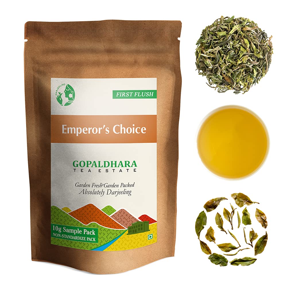 Gopaldhara Darjeeling Tea First Flush Tea Sample Pouches - Pack Of 6 Teas X 10gm, 0.35 Ounce Each | First Flush Low Caffeine Loose Leaves