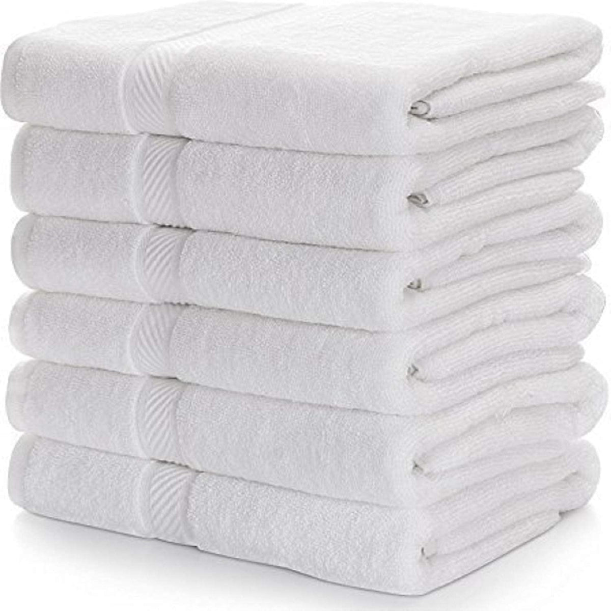 Vordvigo 100% Cotton Large Full Size Bath Towels 2400 Gsm | Super Soft Absorbent Antibacterial Hotel & Spa Bath Towel (White) - 6 Piece