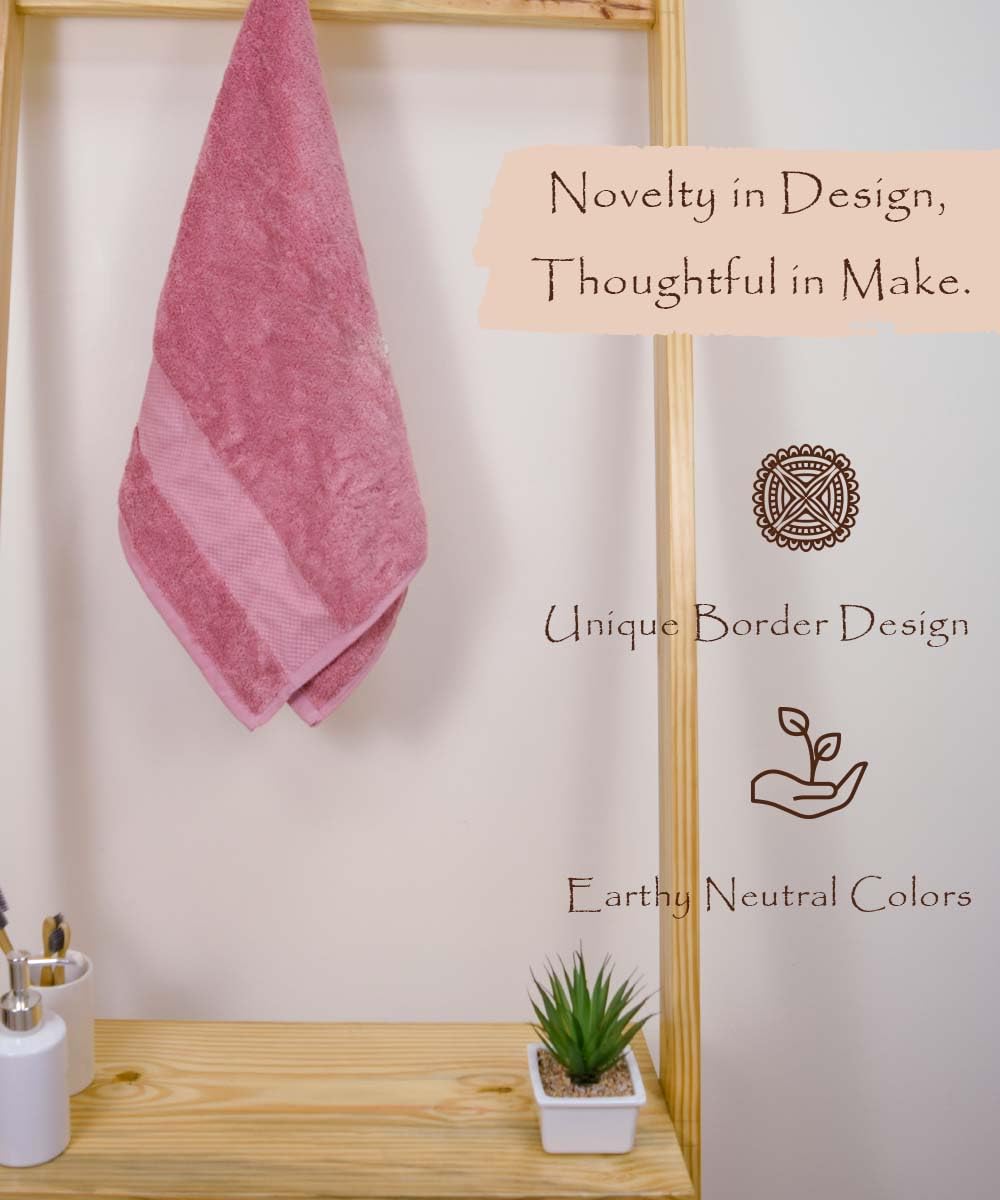 Rangoli Soft Absorbent Durable Towels Earthly Egyption Cotton Plush Oversized Small Size Bath Towel 400 Gsm (Peach)