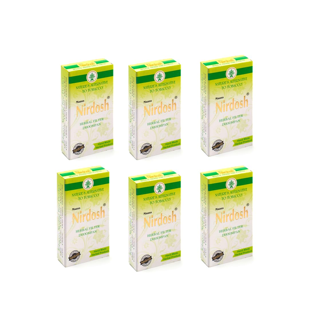 Clove Mint Flavored Herbal Filter Dhoompan Sticks - Pack Of 6X 10 Pcs Herbal Cigarette | Bidi Sticks Rolled In Tendu Leaves, Non-Addictive Sticks - Tobacco Free & Nicotine Free