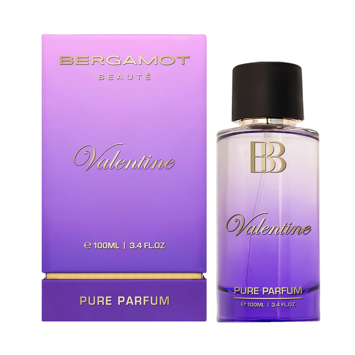 Bergamot Beaute Valentine Pure Parfum 100ml 3.4 Fl.oz. | 12+ Hrs Long Lasting Perfume For Women | Higher Concentration Than EDP