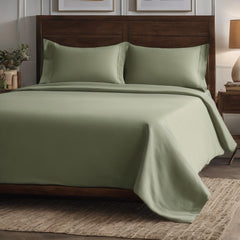 Premium 100% Cotton Bedsheet For King Size With 2 Pillow Covers - 78 X 84 Inches, Sage Green | All Around Elastic Fitted | Coordinate Your Bedding For A Polished Look