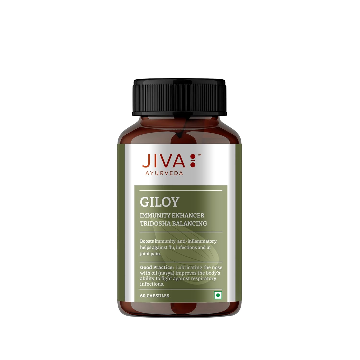 Jiva Giloy For Digestion 100% Pure & Natural Ageing & Immunity Boost, Herbal Supplements, Rich In Antioxidants, Natural Immunity - Booster Herb | 60 Capsules 100gm 0.2lbs Each Pack Of 4