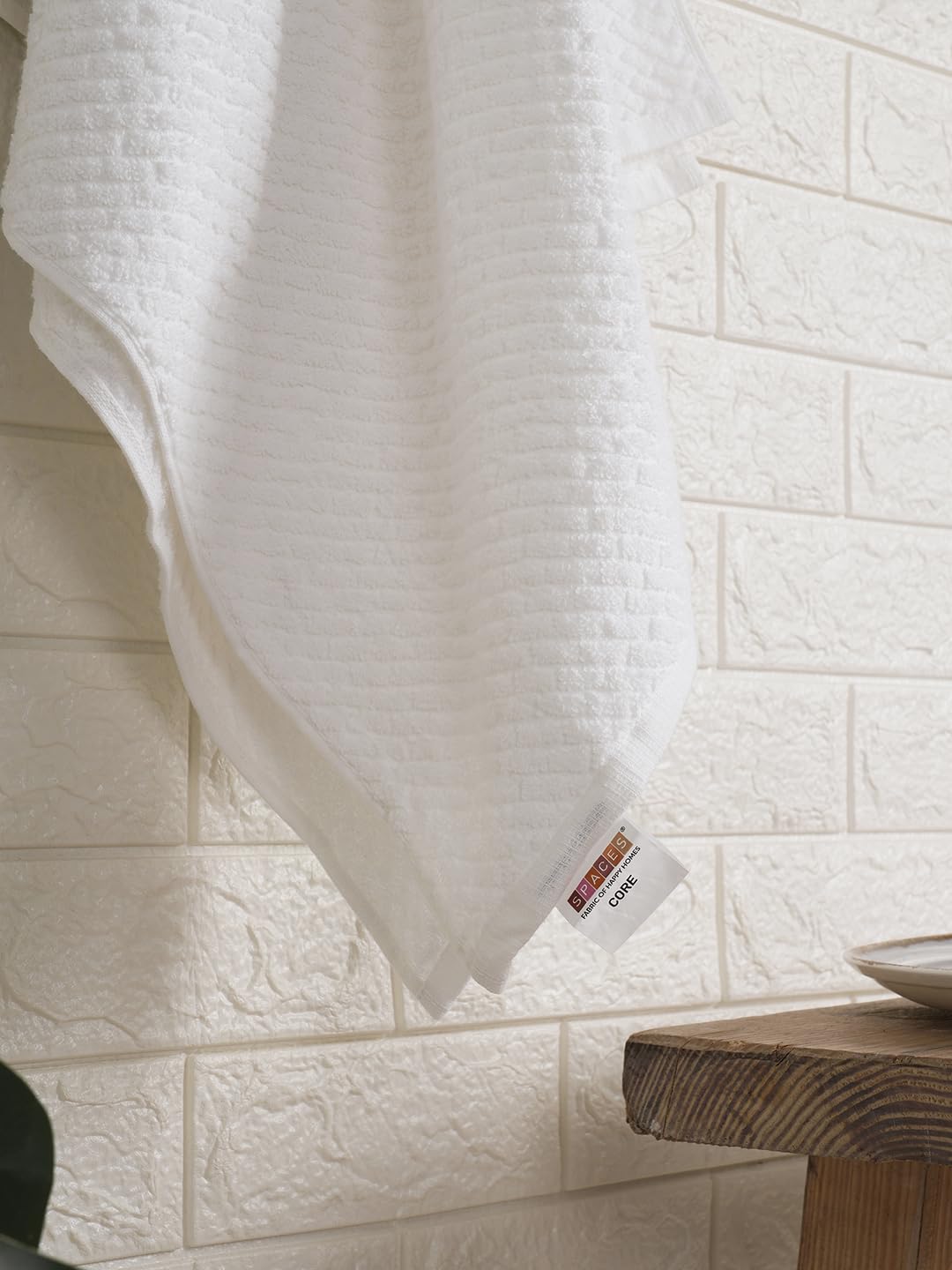Spaces 100% Cotton Large Bath Towel 400 Gsm | For Men & Women Super Absorbent, Quick Dry, Ultra Soft Dobby Solid Design Towels Large Size (White)