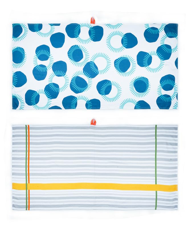 Thirsty Towel Bamboo Bath Towels 460 Gsm | Super Soft & High Absorbency Towel, Light Weight, & Quick Dry Bath Towels Large Size - Pack Of 2 (Circles, Just Stripes)