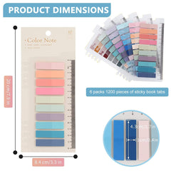 Index Tabs Sticky Notes With Ruler Multi Color Sticky Tabs For Notebook, Books - Packs Of 6