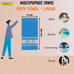 Liberty Towels 100% Cotton Large Size Bath Towel 450 Gsm | Highly Absorbent, Soft & Quick Dry Bathroom Towel | Elegant Design (Peach)