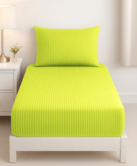 Cotton Single Bedsheet With One Pillow Cover - 90 X 60 Inches, Lime Green | Soft & Breathable Premium Printed Design Bedsheet