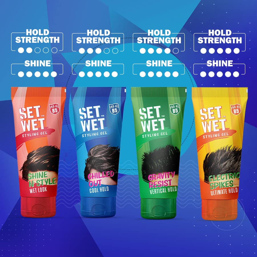 Set Wet Styling Hair Gel For Men Casually Cool , 100gm Each 3.5 Oz. | Medium Hold , High Shine | For Medium To Long Hair | No Alcohol , No Sulphate | Pack Of 2