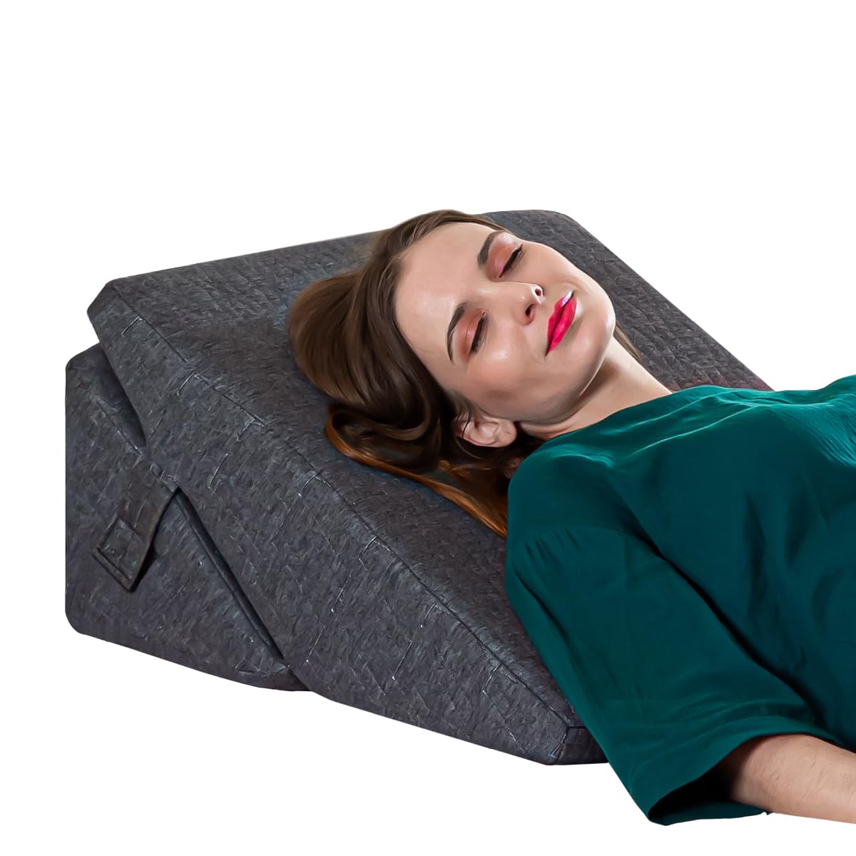 Orthopedic Memory Foam Pillow, Extra Large Adjustable Bed Wedge Pillow, Dark Grey - 28 L X 24 W X 12 H Inches | For Back Support, Acid Reflux, Leg Support & Elevation With Removable Cover